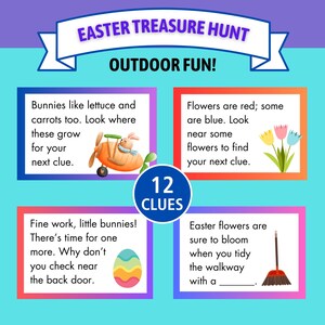 Easter Scavenger Hunt Printable | Easter Egg Treasure Hunt | Kids Outdoor Activity | Fun Easter Game | Clue Cards To Find Easter Treats