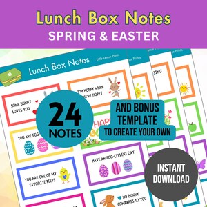 Lunch Box Notizen für Kinder | Schule Lunchbox Notizen | Ostern Frühling | Positive Botschaften für Kinder | Schulkarten | Druckbare Karten