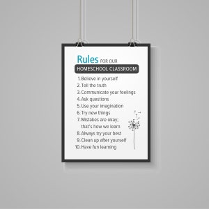 Homeschool Classroom Rules Poster: US Letter Size (Digital Download)