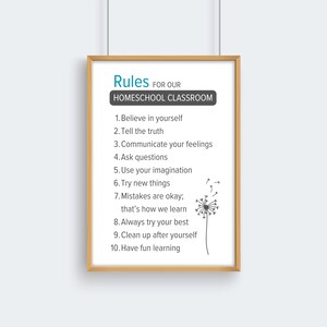 Homeschool Classroom Rules Poster: Educational Wall Art (Digital Download)
