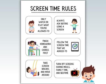 Screen Time Rules Printable: Kids' Visual Guide (PDF & PNG Download)
