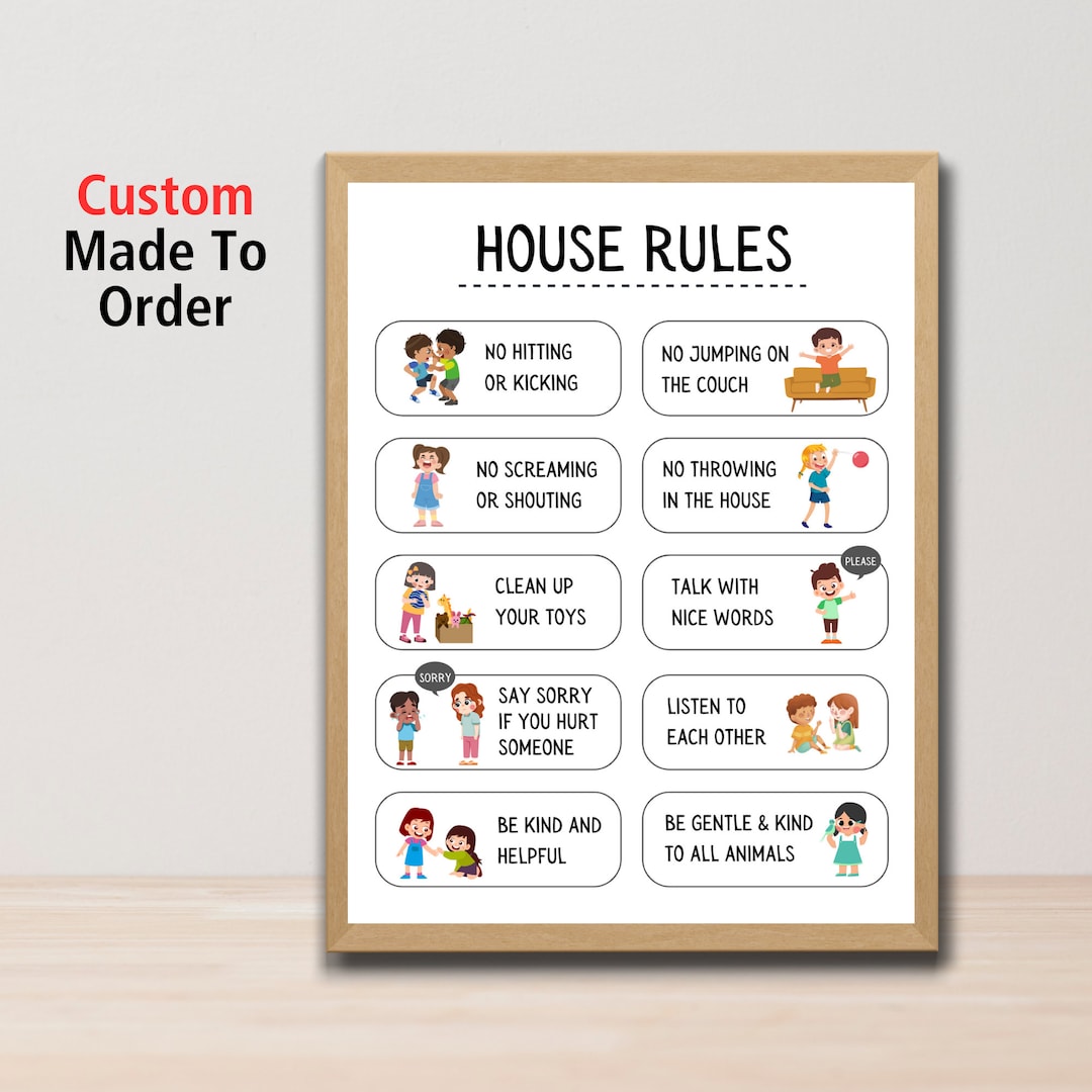 Regras personalizadas da casa para crianças Regras da casa familiar ...