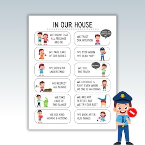 Reglas de casa positivas para niños: Impresión familiar con imágenes (Descarga PDF, tamaño carta)