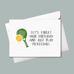Tarjeta de cumpleaños de Pickleball imprimible / Tarjeta de feliz cumpleaños / Tarjeta descargable / Sobre imprimible incluido / Descarga digital
