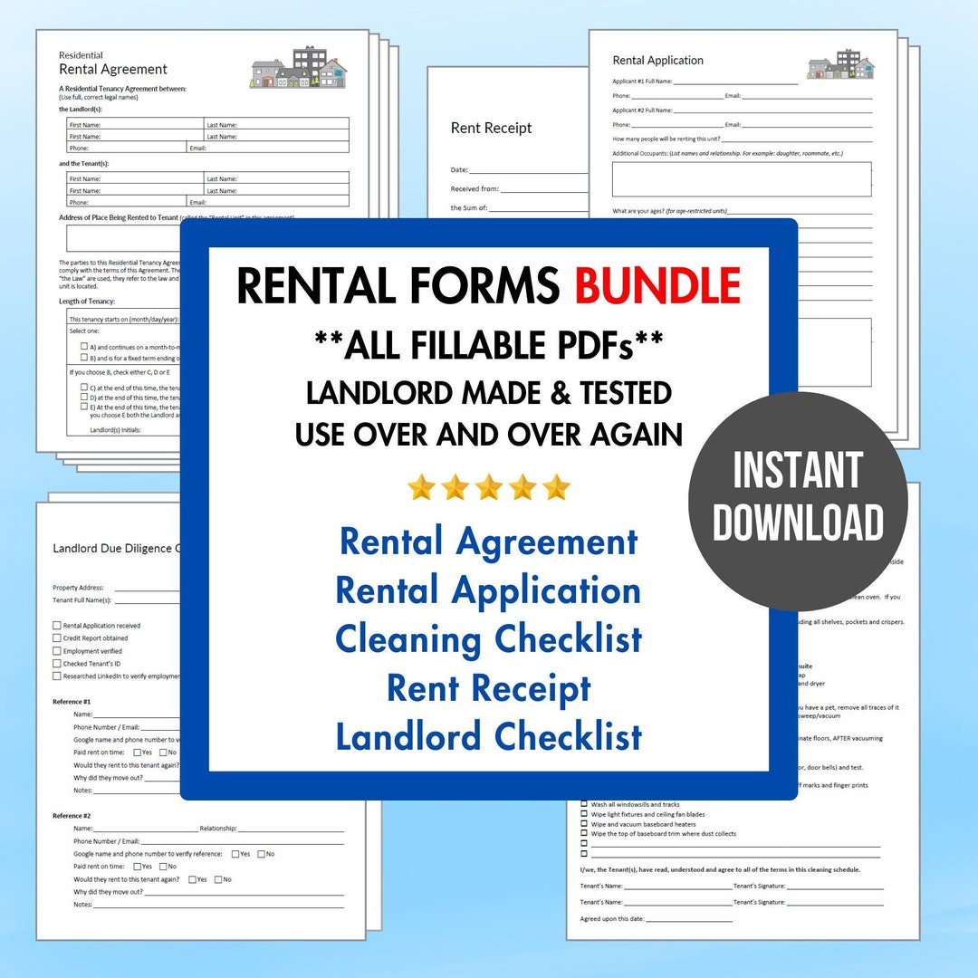 Landlord Forms : Rental Agreement | Lease, Cleaning Checklist, Rental ...