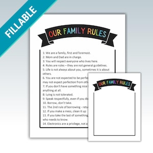 House Rules For Kids | Fillable Printable Template | Our Family Rules | Family Values | Fridge Rules | Printables For Kids