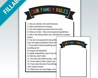 Family Rules Printable Template: Fillable House Rules for Kids (PDF Download)