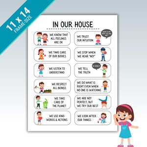 Tabla de reglas positivas para el hogar para niños - Impresión familiar (PDF y PNG)