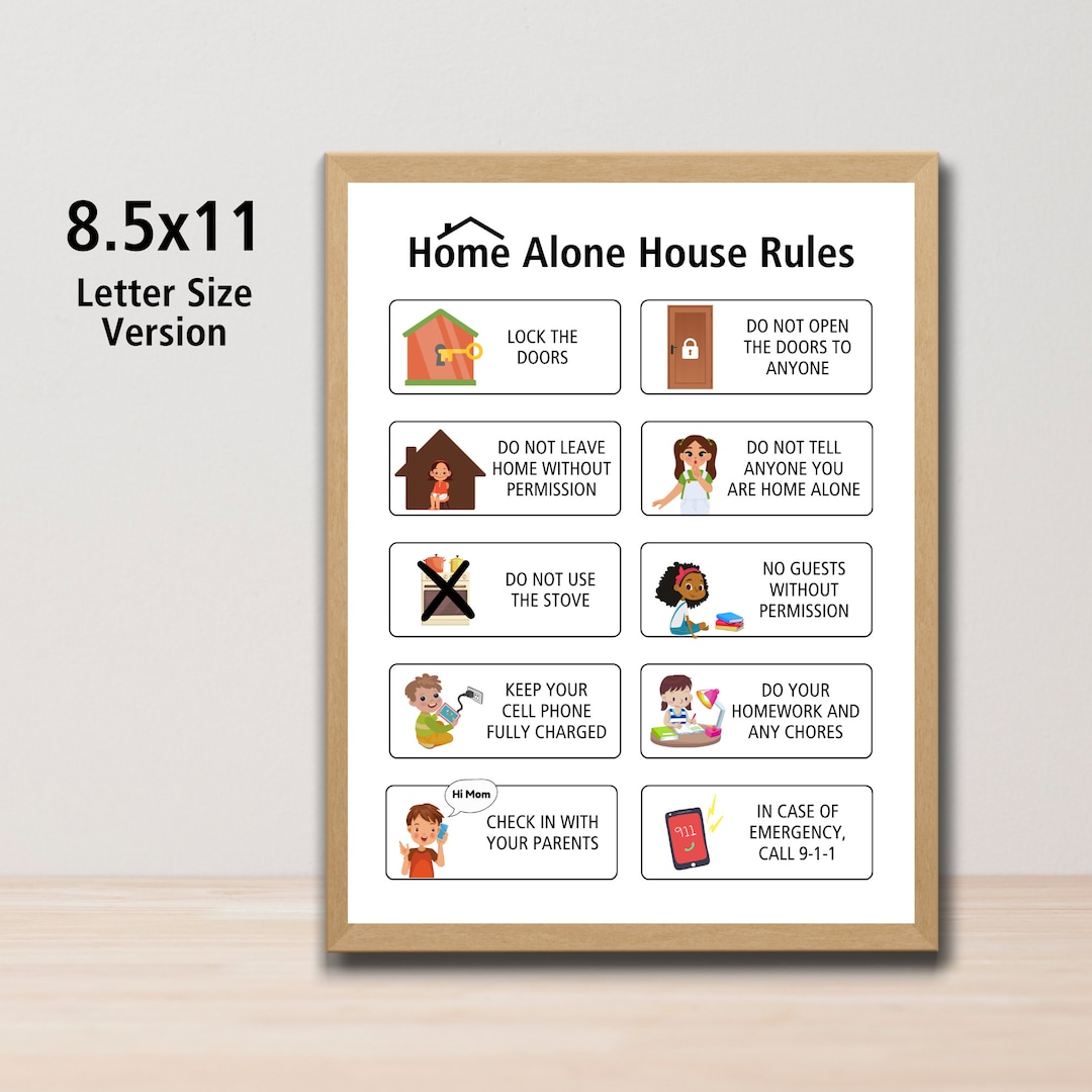 Home Alone House Rules for Kids Family Rules for Kids Staying Home Alone Easy Print at Home Letter Size Etsy Canada