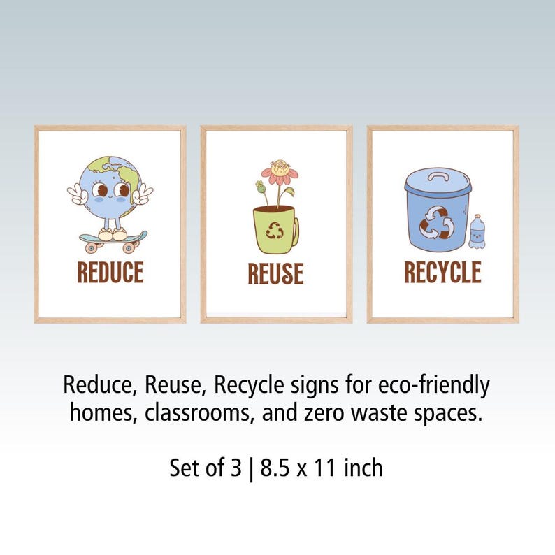 Reduce Reuse Recycle Signs: Boho Classroom Decor (PDF Download) - Etsy ...