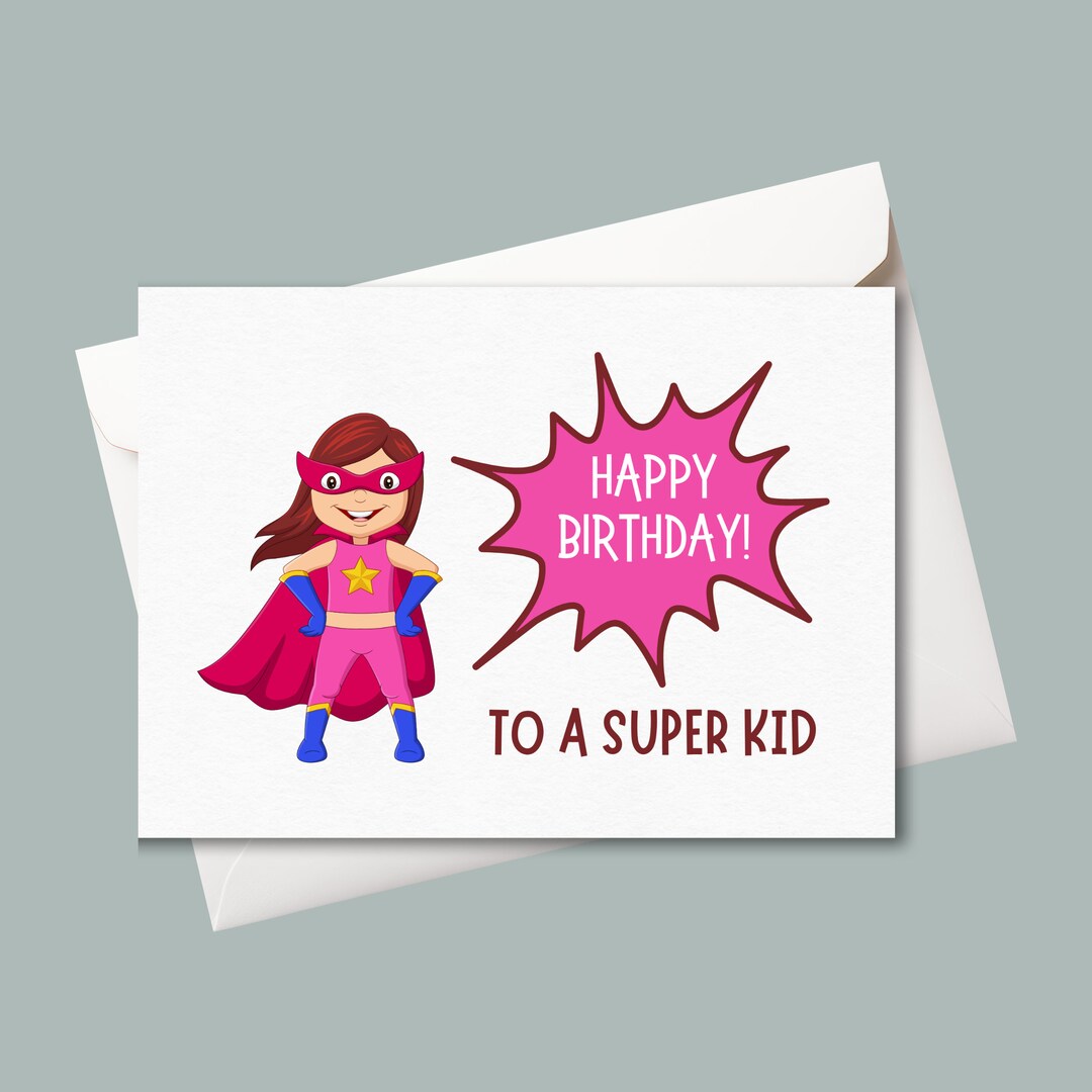 Printable Superhero Birthday Card for Kids (digital Download) - Etsy
