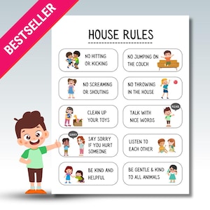 Family Rules For Kids | House Rules For Children| Easy-to-Understand With Pictures For Non-Readers | Toddlers and Preschoolers | Letter Size