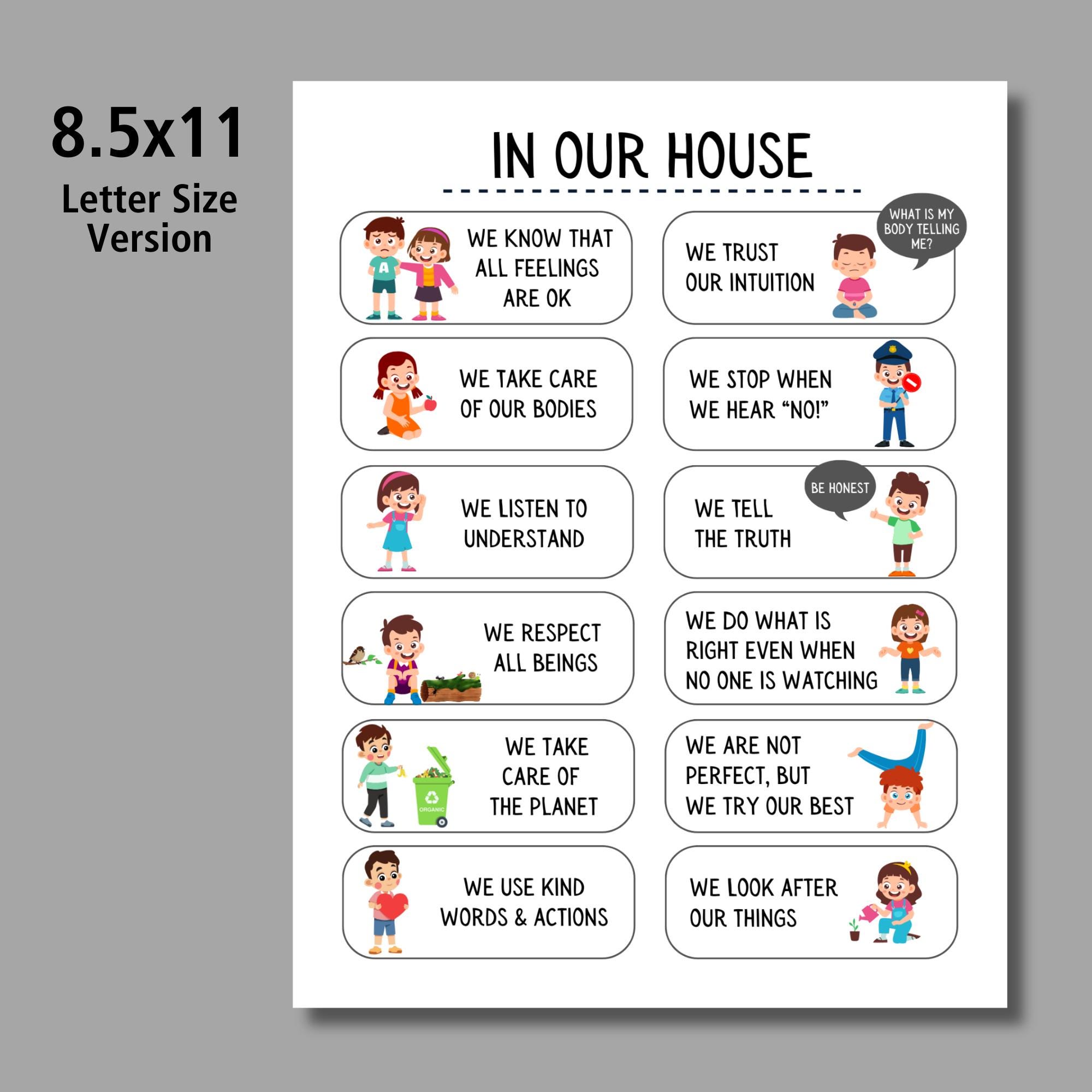 Home Rules Notebook Positive House Rules for Kids | Family House Rules | Easy-to-understand ...