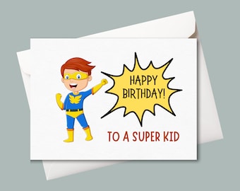 Superhero Birthday Card for Kids: Printable Boy's Card (Digital Download)