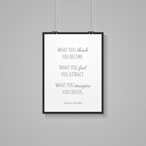 Buddha Words of Wisdom | Manifestation Quote | Printable Wall Art | What You Think You Become | Life Quotes Wall Art |  Grad Gift Idea