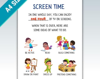 Screen Time Rules for Toddlers: A4 Printable (PDF & PNG Files)