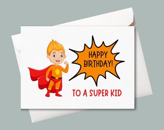 Superhero Birthday Card for Kids: Printable Boy's Card (Digital Download)
