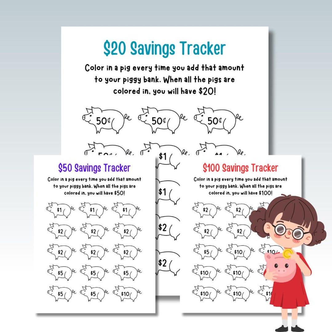 Savings Color In Kids Savings Tracker, Savings Coloring Printable, Kids Savings Goal ...