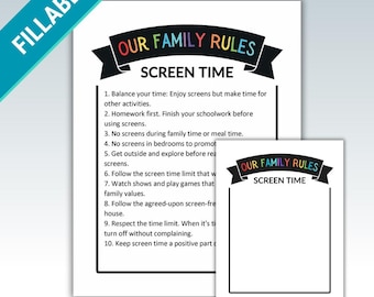 Screen Time Rules Template: Editable House Rules for Devices (PDF Download)