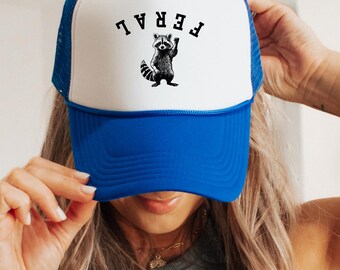Feral Trucker Hat Raccoon Meme Hats Dad Hat Mens Hat Feral Mom Girlfriend Gift Funny Hat Funny Trucker Hat for Women