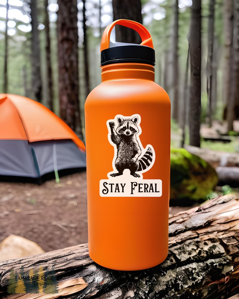 Feral Sticker Stay Feral Sticker Raccoon Sticker PC Case Sticker Die Cut Vinyl Decal ...