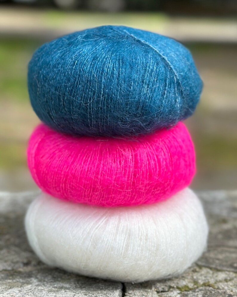 Kid Mohair Silk Yarn Design Luxury Glossy Fluffy Knitting Wool Knitting Yarn Crochet Yarn 25g