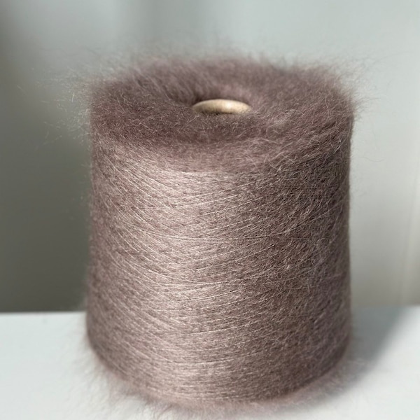 Fil de soie kid mohair, 50 g/100 g, pelote : parfait pour le tricot, couleur taupe du désert, fil pour dentelle, fil pour tricot et crochet