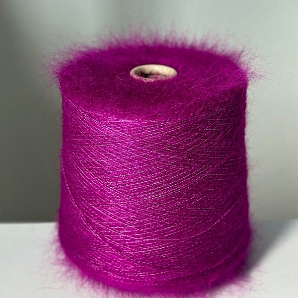 KidSilk Kid Mohair avec soie 75/25, 100 g/950 m, fils de luxe italiens sur cône pour tricoter à la main ou à la machine, pelote de 50 g couleur fuchsia