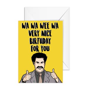 Borat Geburtstagskarte "Sehr schön", A6 Grußkarte, selbstgemachter Druck