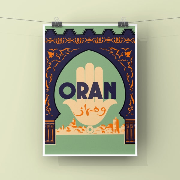 Impression A4 - Reproduction Affiche Rétro Ville d'Oran