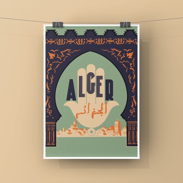 Affiche Algérie, Impression A4 - Reproduction Affiche Rétro Ville d'Alger