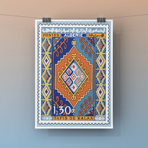 Algerien Poster, A4 Druck - Kalaa Teppich Stempel Reproduktion