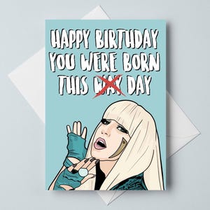 Cartão de aniversário A6 "Você nasceu neste dia" - Cartão de cultura pop, cartão engraçado para melhor amigo, namorada, namorado imagem 1