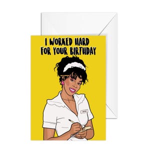 Tarjeta de felicitación A6 "Trabajé duro para tu cumpleaños" de Donna Summer