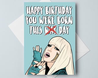 A6 Birthday Card &quot;You Were Born This Day&quot; - Pop Culture Card, Funny Card for Best Friend, Girlfriend, Boyfriend