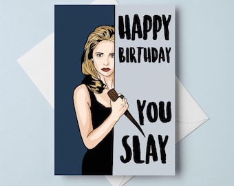 A6 Card Birthday Card &quot;You Slay&quot; - Pop Culture for Best Friend, Boyfriend, Girlfriend