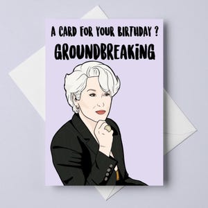 Geburtstagskarte Miranda „Bahnbrechende A6-Grußkarte – Lustige Popkultur-Karte“