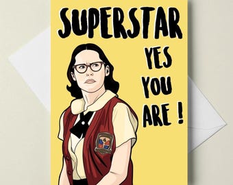 birthday card - mary katherine gallagher - "superstar, yes you are" A6 greeting card - customizable