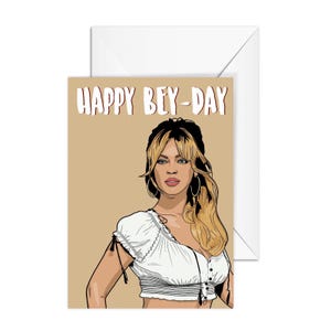 A6 Birthday Card "Happy Bey-Day" - Pop Culture Card, Cute Card for Best Friend, Girlfriend, Boyfriend