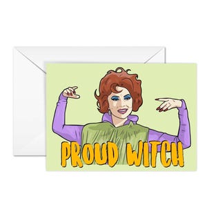 Proud Witch Greeting Card – Inspired by Endora from Bewitched, Retro TV, A6 Handmade Card, Witchy Stationery, Campy Fun