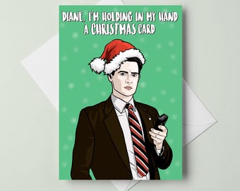 A6 Holiday Card &quot;Diane, I&quot;m Holding In My Hand A Christmas Card&quot; - Funnt Pop Culture Card for Best Friend, Girlfriend, Boyfriend