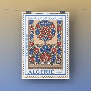 Poster dell'Algeria, stampa A4 - Riproduzione del timbro ricamato di Algeri