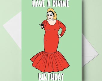 birthday card - "have a divine birthday" - A6 greeting card - gay/queer icon