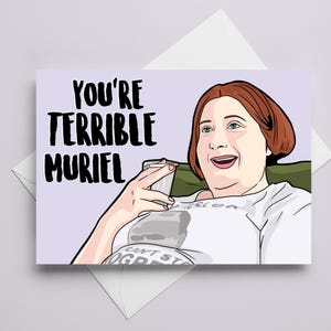 Muriels Hochzeitskarte "Du bist schrecklich, Muriel", A6-Grußkarte, Geburtstagskarte, Freundschaftskarte