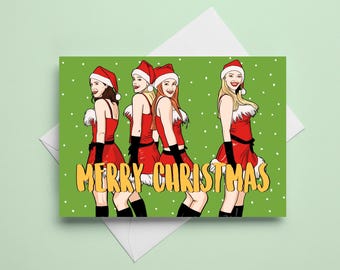 christmas card - mean girls - "merry christmas" - a6 holiday card - pop culture - customizable