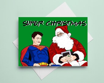 christmas card - "super christmas" - a6 holiday card - pop culture - customizable