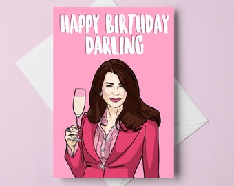 Lisa Vanderpump &quot;Happy Birthday Darling&quot; Real Housewives of Beverly Hills, Vanderpump Rules, A6 Birthday Card, RHOBH