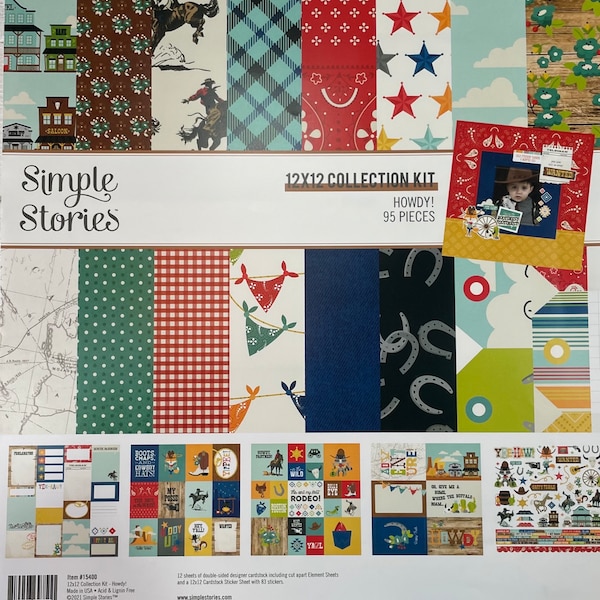 Howdy Scrapbook Simple Stories 12x12 Paper Kit and Die Cuts