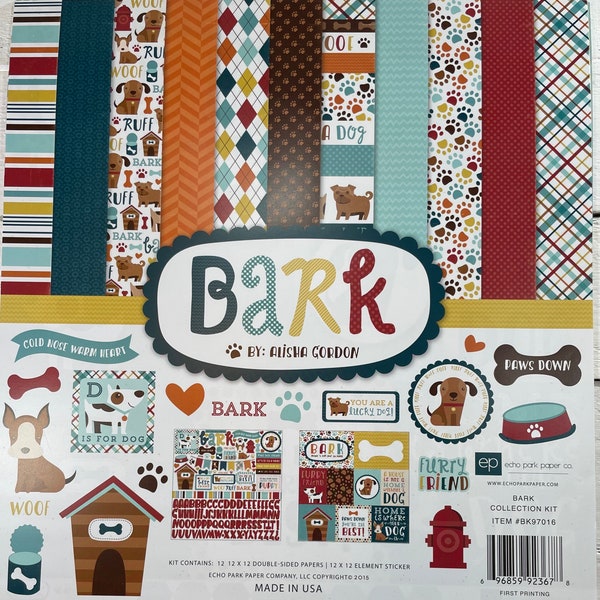 Dog Bark Collection Scrapbook Paper Kit 12x12 Echo Park Paper