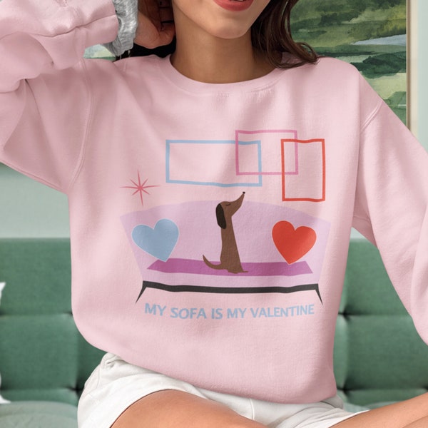 T-Shirt oder Sweatshirt Dackel Bio-Baumwolle weich Valentinstag Anti-Valentinstag Couchpotato Geschenk Hundebesitzer My Sofa is my Valentine